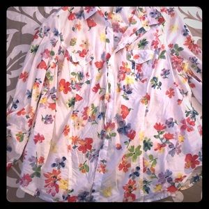 Old Navy White Floral Button Down - XXL